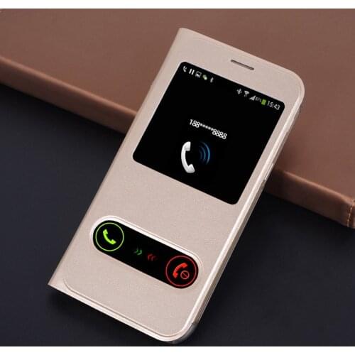 Slim Dual Window View Case Scratch Resistant Flip Cover Phone Sleeve Bag For Samsung Galaxy A3 A5 A7 2017 SM A320F A520F A720F