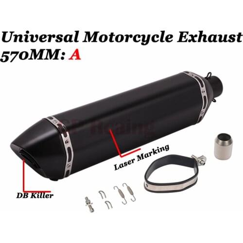 570mm Universal Motorcycle Exhaust Escape Modified Muffler Pipe DB Killer Silencer For XMAX 300 R6 ATV Z1000 Ninja650 Z800 Z900