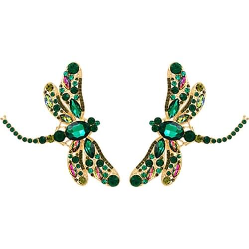 ZHINI Vintage Female Big Dragonfly Crystal Earrings for Women Fashion Girls Party Big Statement Earrings Jewelry 2021 brincos
