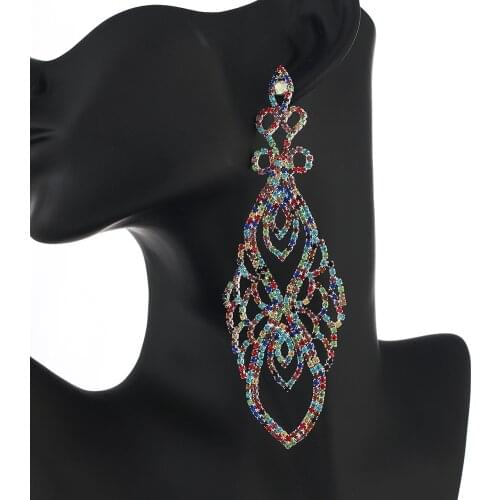 YFJEWE New style Rhinestone big Women Drop Earrings for Brides Leaf Bridal Dangle Earrings Wedding Engagement Jewelry E654