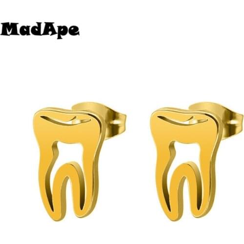 MadApe Fashion Tooth Earrings Small Earrings Stainless Steel Earrings For Girls Ear Studs Women Jewelry Gifts