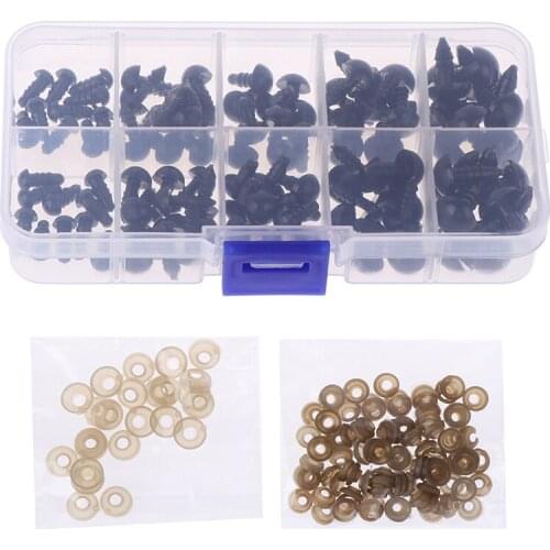 100pcs / box Black 6 - 12mm Plastic Craft Safety Eyes for Teddy Bear Stuffed Doll Animal Amigurumi DIY Accessories