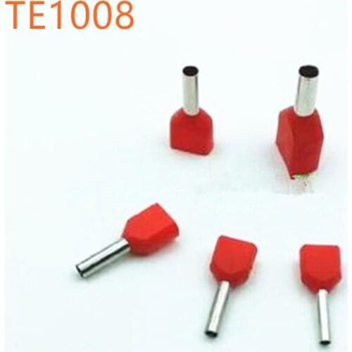 1000pcs TE1008 2 X 18 AWG Dual Entry Wire terminal & Bootlace Ferrules terminal For 2 X 1.0mm 2.8mm of Pin Length