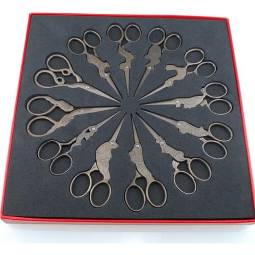 12Pcs/Lot Zodiac Cross Stitch Retro Zakka Classic Vintage Scissors Antique Diy Craft Sewing Embroidery Thread Cutting Shears