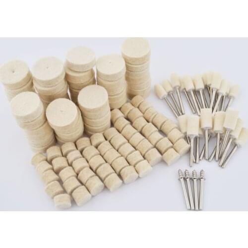 129pcs Felt Polishing Pad Set Wool Buffing Wheels Point & Mandrel Kit Shank Rotary Tools Accessories for Dremel