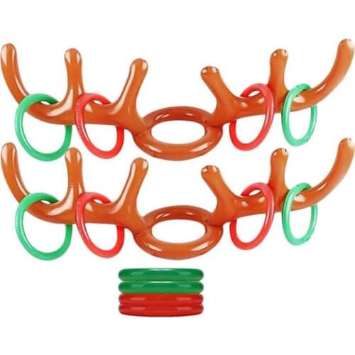 VKTECH 2 Set PVC Headband Kids Toy Lovely Inflatable Antler Personality Especially Creative Christmas Elk Head Throwing Ring