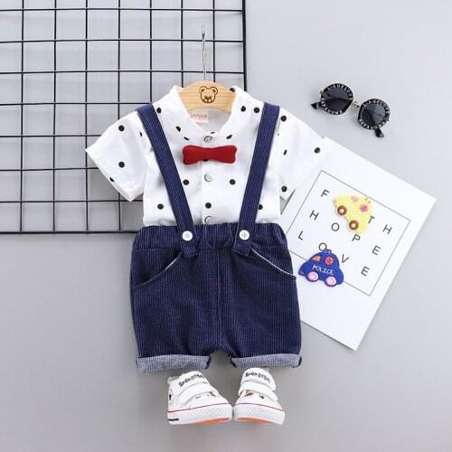 2021 Baby Boy Clothes Set Summer Designer Clothes White Blouse Childrens Clothing Shorts Sets Camisa Bebe Conjuntos Para Bebe