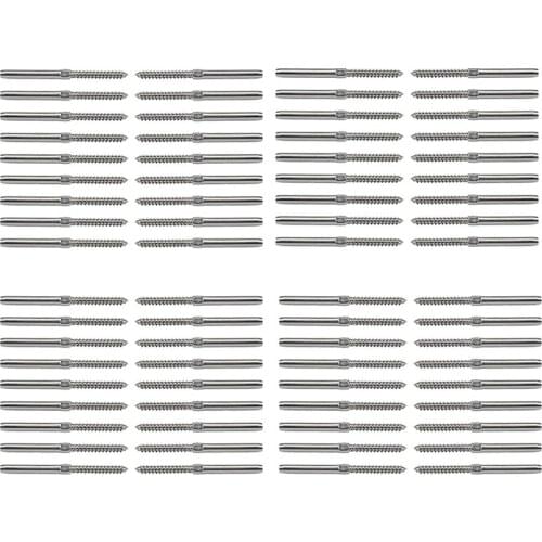 36 Pairs Stainless Steel Right&Left Handed Thread Swage Lag Screws for Wood Post Of 1/8 Inch Cable Railing Kit Decking Railing H
