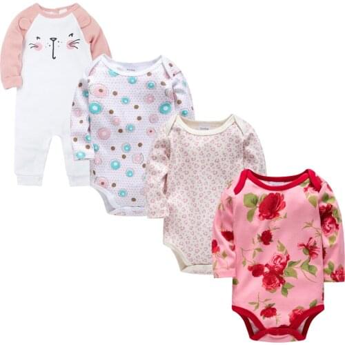 Honeyzone Ropa De Bebe Newborn Baby Girl Clothes Set 4Pcs Infant Sleeper Pyjamas Soft 100%Cotton Toddler Romper Summer Overalls