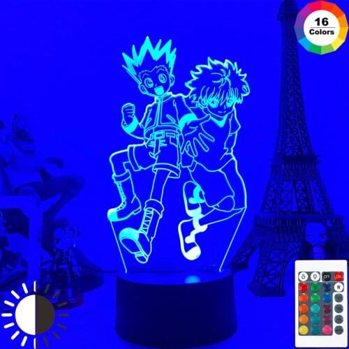Anime Hunter X Hunter 3d Night Light Gon and Killua Figure Nightlight for Kid Bedroom Decor Lighting Child Gift Table Lamp