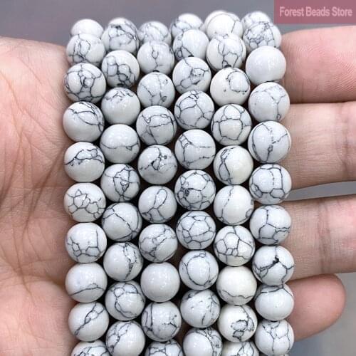 White Turquoises Loose Beads 15" Strand 4 6 8 10 12 14MM Pick Size for Diy Jewelry Making Supplies Wholesale Lots Bulk