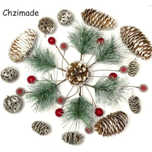 Chzimade 20Pcs Natural Pine Cone Dried Flowers Plants Artificial Flower For Christmas Garland Party Diy Home Decoration