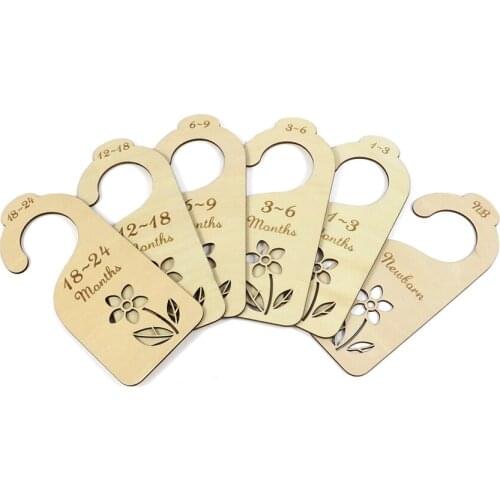 Wood Scanning Flower Closet Divider Wooden Baby Clothes Cartoon clapboard