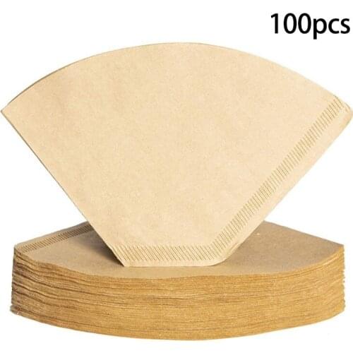 100Pcs Coffee Filters Disposable Cone Paper Coffee Filter Natural Unbleached Filter 4-6 Cup for Pour Over Coffee Makers