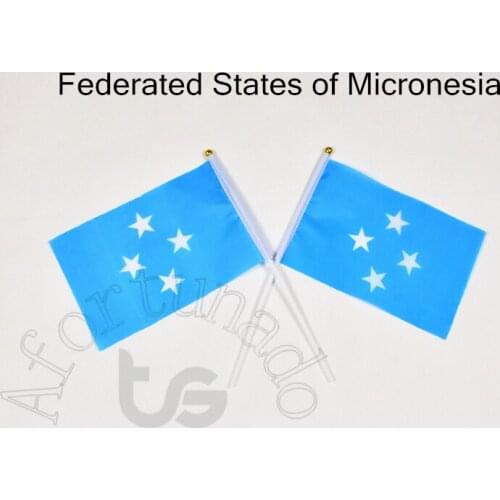 Micronesia flag Banner 14*21cm hand waving National flag Home Decoration flag banner