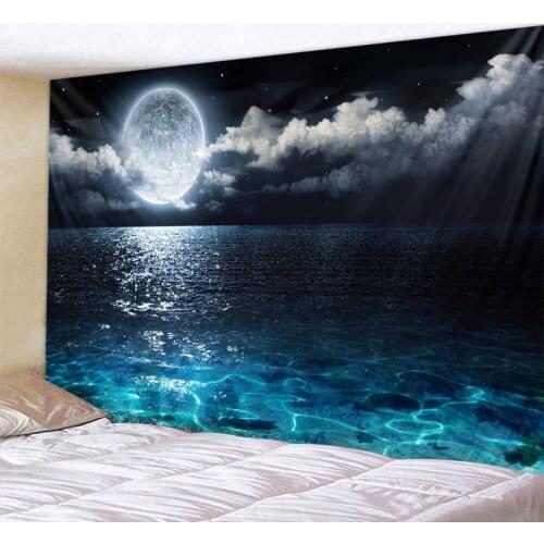 Night sky ocean tapestry 3D magical fantasy starry sky tapestry wall hanging bedroom living room dormitory wall art decoration
