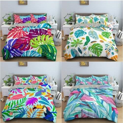 3D Bedding Set Luxury Duvet Cover Set Queen/King,Quilt/Blanket Cover Set Comforter Pillowcase Bedclothes Leaf Pattern