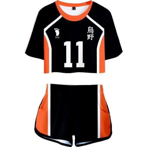 NEW anime cosplay Women Haikyuu Tsukishima Kei Cosplay Costume Jersey Sports Wear Uniform Summer Girls T-Shirt + Shorts Suit
