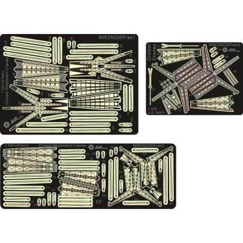 AM-WORKS NW35035 1/350 Cranes for WWII USN Cruisers - 6Quad Mount - Upgrade Detail Set