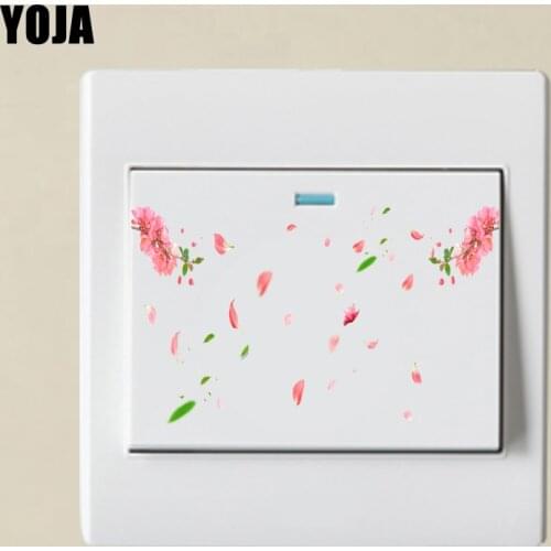 YOJA Small Flying Colorful Flowers Design Plant Decal Fashion Cartoon PVC Modern Wall Switch Sticker 13SS0045