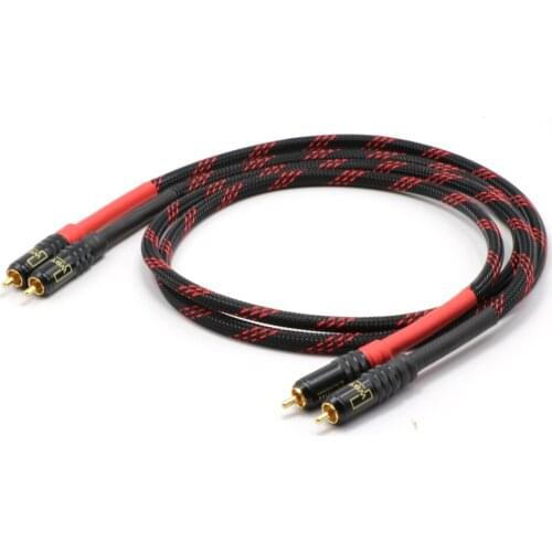 Pair PC Copper Interconnct Cable, Gold Plated RCA Connector Plug Extension Cable