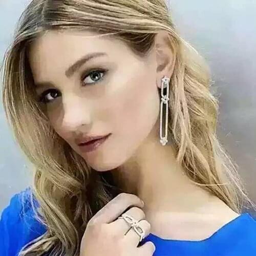 Fashion Flower Drop Earrings Jewelry Zirconia Crystal Ear Jackets Jewelry Long Earrings For Women Boucle D'oreille Aros AE086