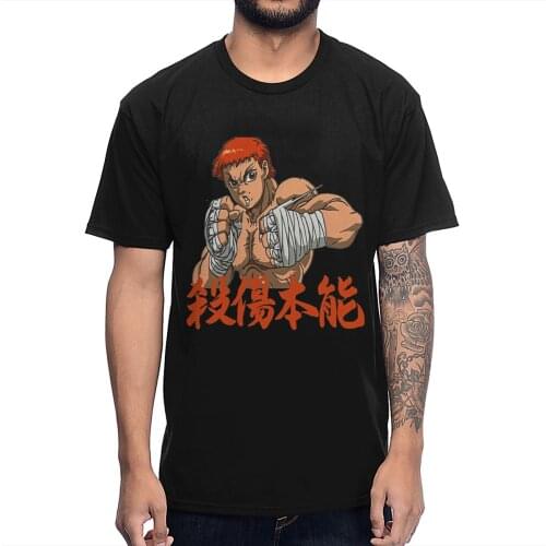 Men Hip Hop Young Baki Hanma T Shirt Round Neck Healthy Cotton