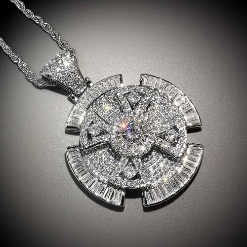 Spinner Cross Pendant Necklace 2 Colors New Arrival AAA Zircon Mens Necklace Fashion Rap Hip Hop Jewelry