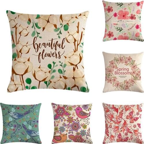 Colorful Romantic Floral Pattern Abstract Exotic Floral Garden Flowers Butterfly Jungle Cushion Cover Sofa Throw Pillow Case
