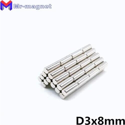 2000Pcs 3 x 8 mm Neodymium Magnet N35 3*8 D3x8 Small Round Mini Strong Super Powerful Magnetic Magnets Disc For Craft 3x8 Dia3x8