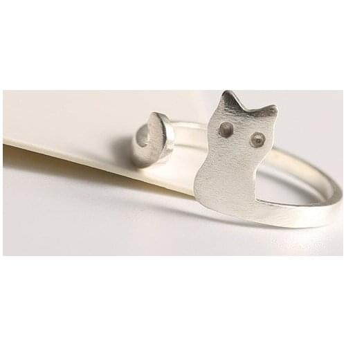 New 925 Sterling Silver Rings Cute kitten Couple For Women Rings Adjustable Rings Free Shipping