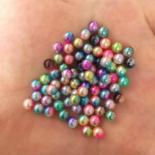 New 200PCS ABS 6mm 3d Gradually Discoloration Pearl Wedding DIY No Hole Beads W16*2