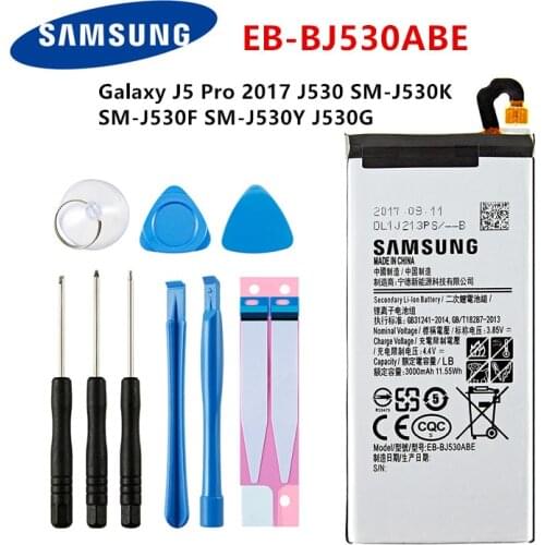 SAMSUNG Orginal EB-BJ530ABE 3000mAh Battery For Samsung Galaxy J5 Pro 2017 J530 SM-J530K SM-J530F SM-J530Y/G Mobile Phone +Tools