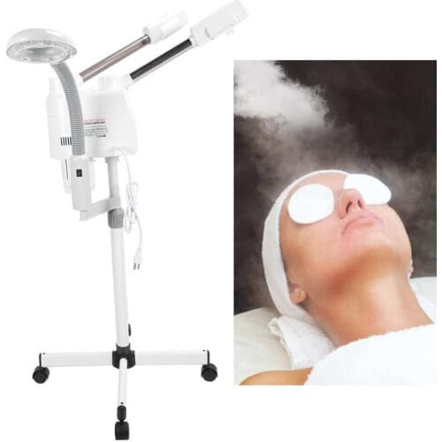 2-In-1 Hot Cold Spray Face Steaming Machine Moisturizing Mist Spray Face Care Steamer Salon Steaming Device With Beauty Lamp