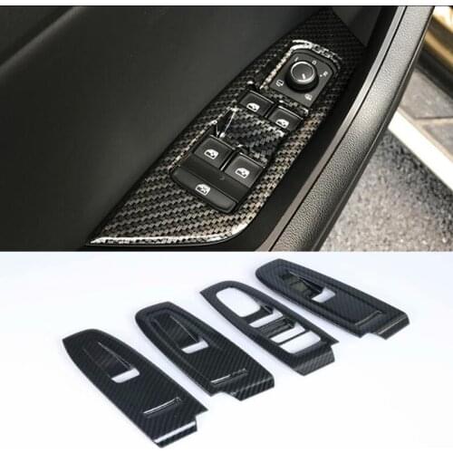 Fit for Subaru XV 2018 Car accessories 4pcs Carbon fiber style Interior Door Window Switch Panel Cover Bezel Trim Molding