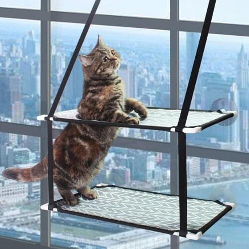 Pet Hanging Bed Cat Single Double Layer Window Wall Mounted Suction Cup Hanging Bed Hammock Supports up to 20kg