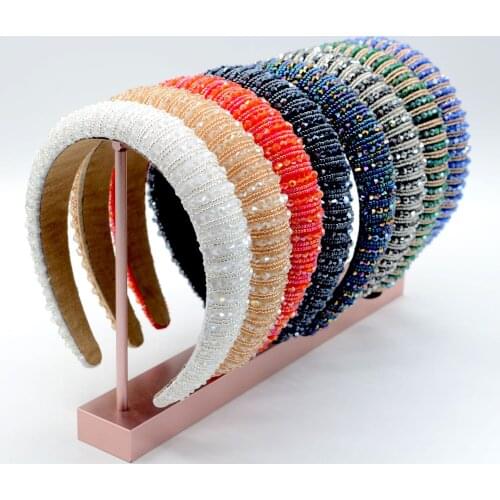 Headband Rhinestones Baroque Style Headband for Women and Girls Metal Beads Hair Accessories