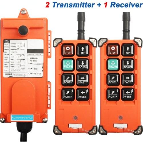 220V 380V 110V 12V 24V Industrial Remote Controller Switches Hoist Crane Control Lift Crane 2 Transmitter + 1 Receiver F21-E1B
