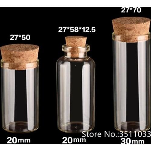 30PCS Empty Clear Glass Bottles With Cork Stopper DIY Gify Transparent Glass Jars Containers Decorative Bottle Tube 20ML 30ML