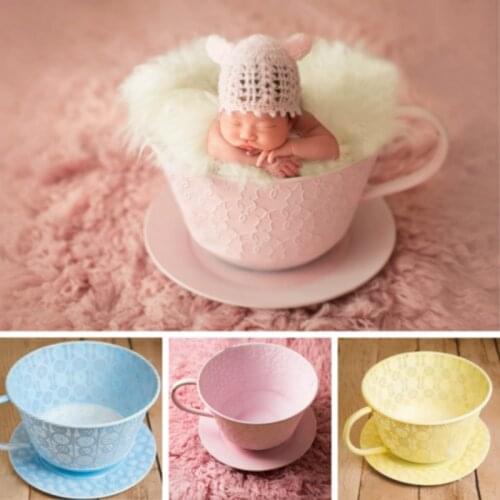 Newborn Photography Props Iron Basket Tea Cup Accessories Full-moon Baby Photo Shoot Props Baby Posing Container For Studio
