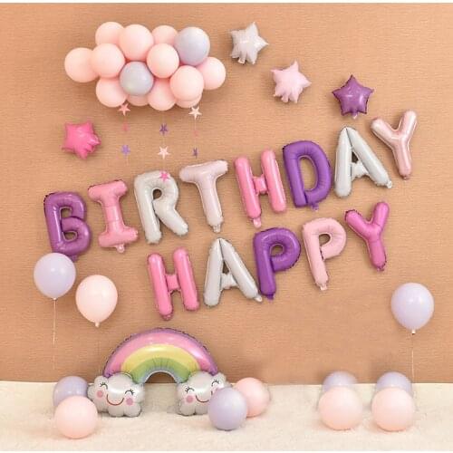 Happy Birthday Foil Balloon Party DIY Table Decorations Kids Baby Boy Girl Adult Unicorn Supplies My First 1st 1 Year Favors