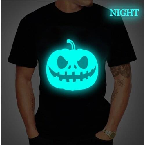 High Quality T Shirt 2021 Fashion Oversize Halloween Pumpkin Tshirt Mens Casual O Neck Devil Luminous T-Shirt for Man TOP TEES