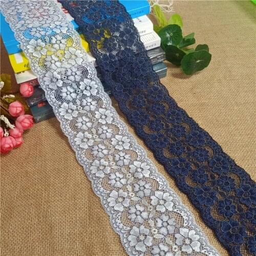S1884 3.5Inch High Quality White Elastic Lace Ribbon Trims Underwear Lace Trim Embroidered For DIY crafts material gift packing