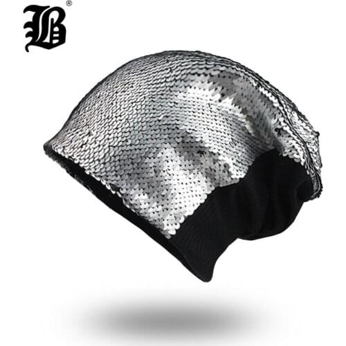 [FLB] Female Beanie Bonnet Autumn Winter Caps Hip-hop Cap Deformed Sequins Hats For Women Beanies Balaclava Womens Skullies F163