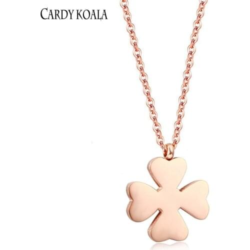 Stainless Steel women jewelry rose gold Lucky Four-leaf Clover Necklaces Birthday Wedding Gifts