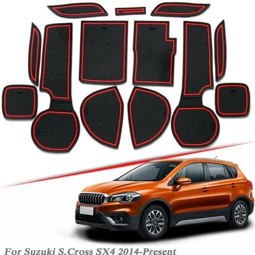18pcs Car Styling Gate slot pad For Suzuki S.Cross SX4 2014-2020 Silica Gel Door Groove Mat interior Non-slip dust Mat Accessory