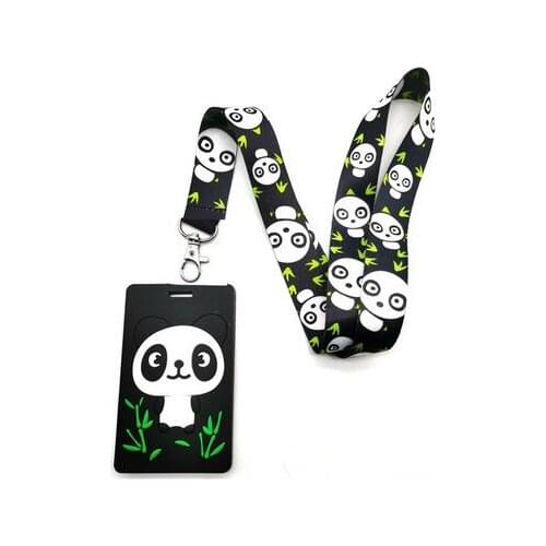 30 Pcs cartoon panda Lanyard Key Chains Card Holders Bank Card Neck Strap Card Bus ID Holders