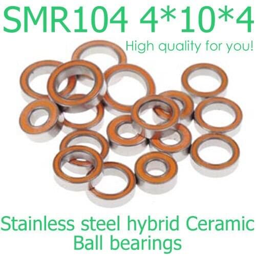 4X10X4mm,Fishing Reels,stainless steel hybrid ceramic ball bearings,SMR104C,ABEC-7,double orange rubber seal lid,not rust