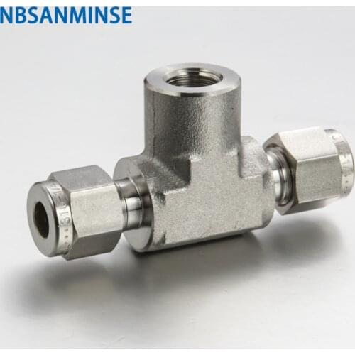 5Pcs/Lot Female Branch Tee SS Fitting FBT1/81/43/81/2 Stainless Steel 316L Pipe Fitting Lok Fitting Card sleeve NBSANMINSE