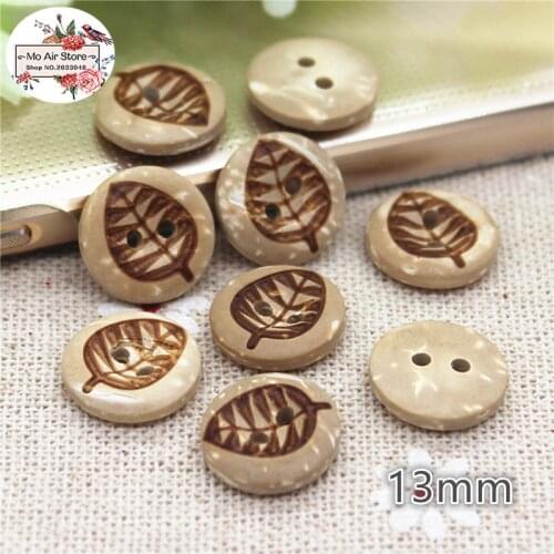 50pcs Coconut buttons natural wooden buttons crafts and scrapbooking sewing accessories botone 13mm